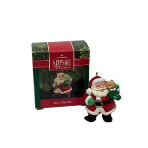 VTG Hallmark 1990 Keepsake Ornament Santa Holding Kitty Kitty Best Pal Christmas